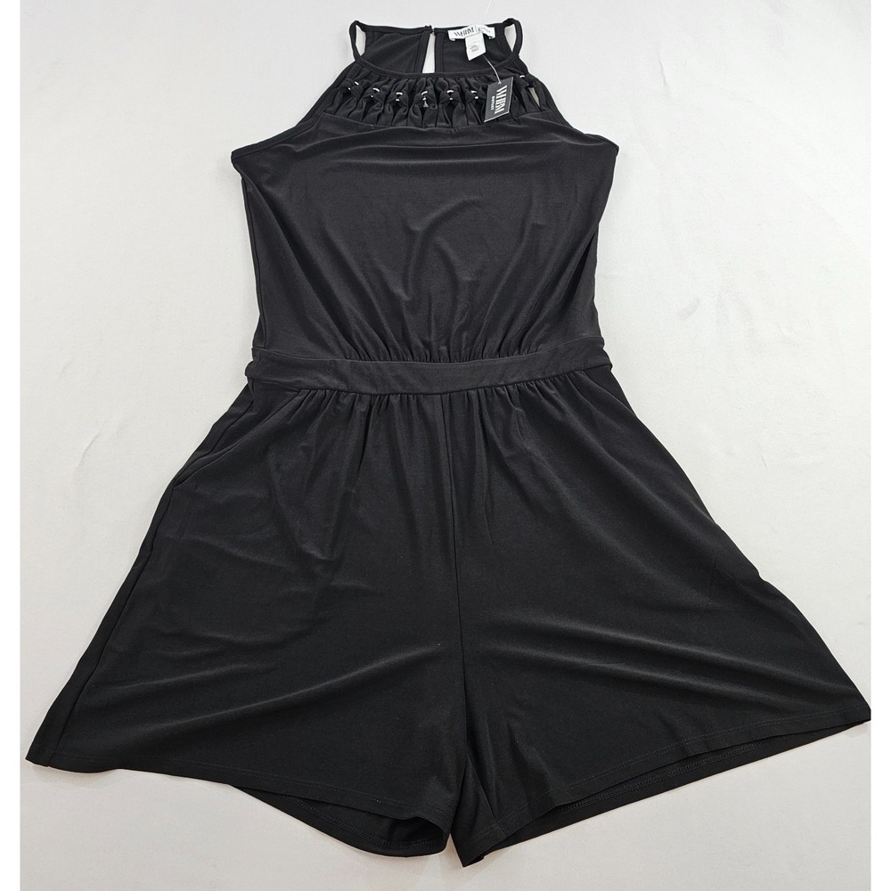 White House Black Market WHBM Black Ring Halter Romper Womens S 570391427
